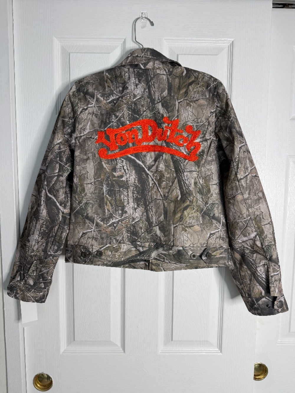 VON DUTCH NWT Cropped Camo Jacket Orange Logo Embroidery Size M - Picture 4 of 8